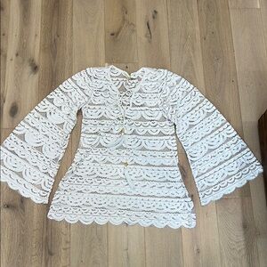 Pilyq White Lace Ruffled Blouse